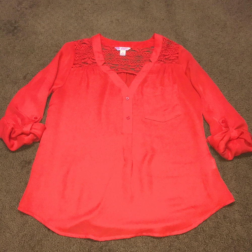 Candies Small Long sleeve orange blouse EUC
